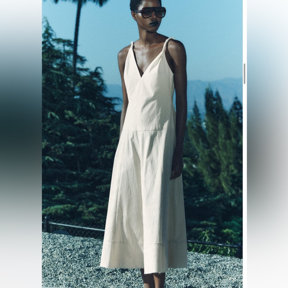 Zara off white twist strap midi dress